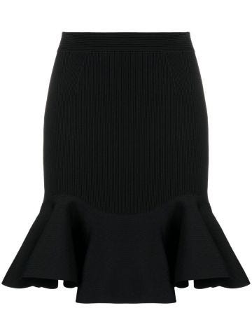 Black flounced short skirt