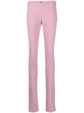 Pantaloni rosa slim con cintura