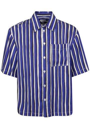 Blue hand-drawn stripe print shirt