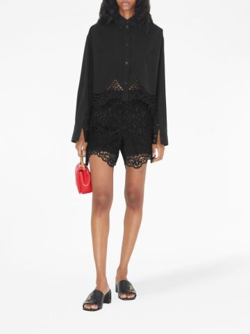 Black high-waisted lace shorts