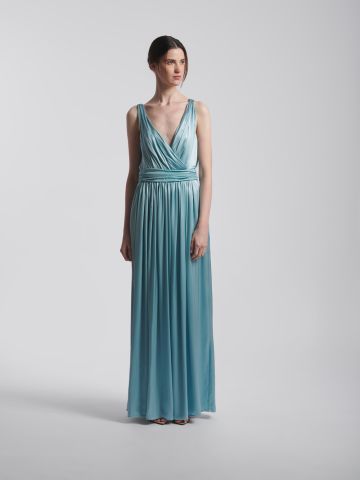 Light blue silk Bellaria long dress