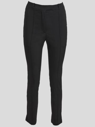 Black fitted pants in cotton poplin