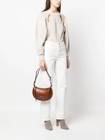 Beige palm sweater with cut-out