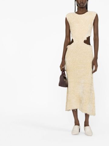 Beige midi dress with cut-out detailing