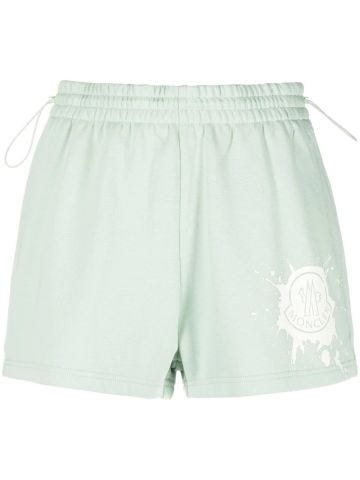 Shorts with teal print