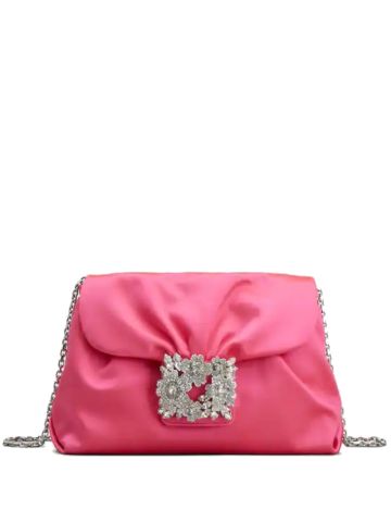Pink Mini Drapé Satin Bag Buckle RV Bouquet Rhinestone