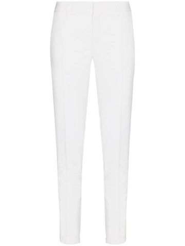 White slim trousers with front pleats