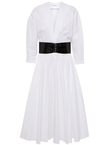 Belted cotton midi dress