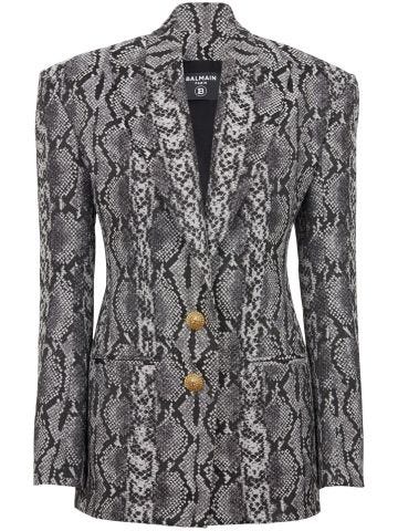 Grey 2-Button snakeskin-print blazer