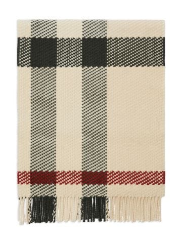 Check-pattern wool scarf