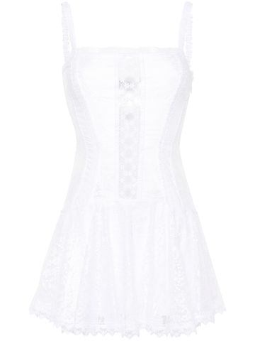 Satien lace-detail short dress