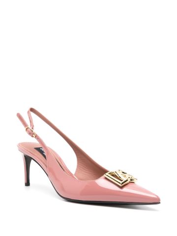 Pink slingbacks with gold DG plaque