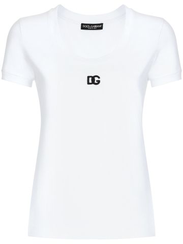 Logo -embroidered cotton-blend T-shirt