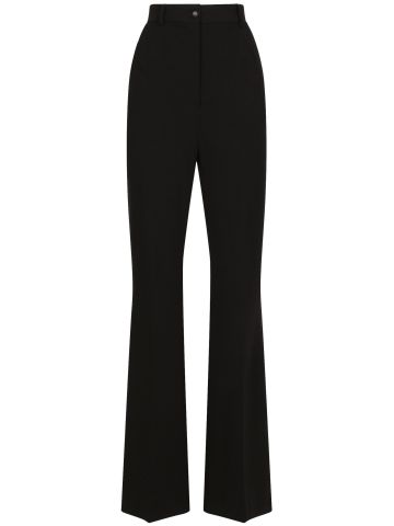 High-waisted pressed-crease flared trousers
