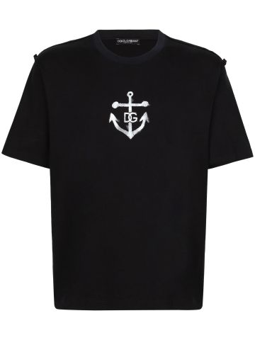 Marina-print cotton T-shirt