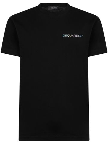 T-shirt nera con stampa Palm Beach