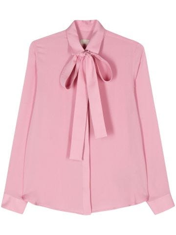 Camicia in seta rosa a maniche lunghe