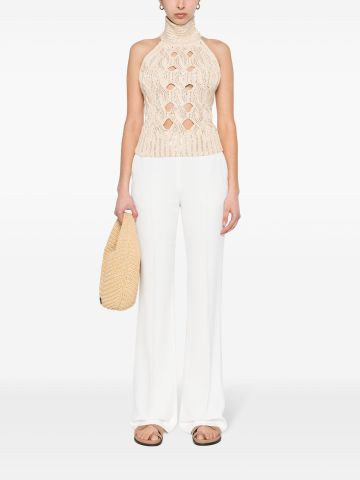 White high-waist tailored trousers