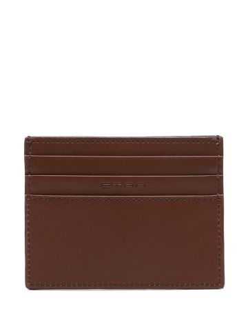 Brown card holder with logo plaque