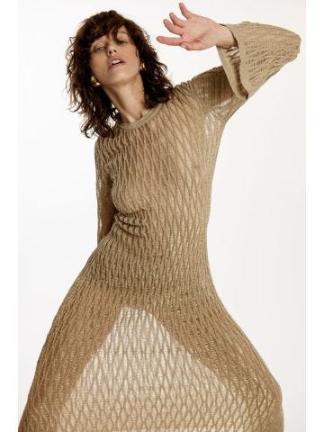 Gold open-knit maxi dress