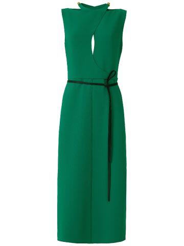 Green midi dress with cross over neckline