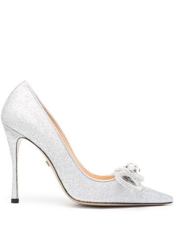Double Bow glittered pumps