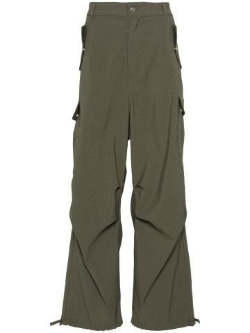 Pinstripe straight-leg cargo pants