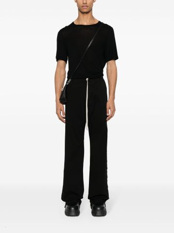 Side-slit cotton straight trousers