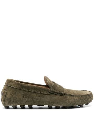 Green Suede Gommino Loafers