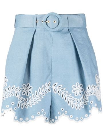 Junie embroidered linen shorts