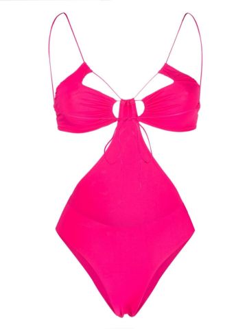 Fuchsia one-piece swimsuit with cut-out detail