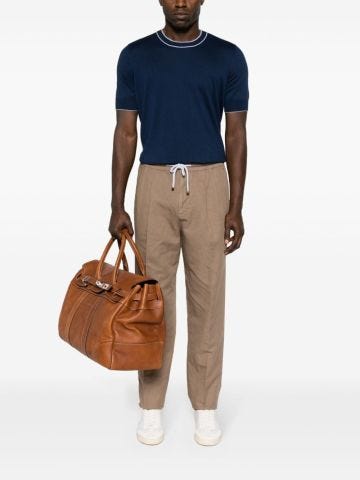 Straight trousers with beige drawstring