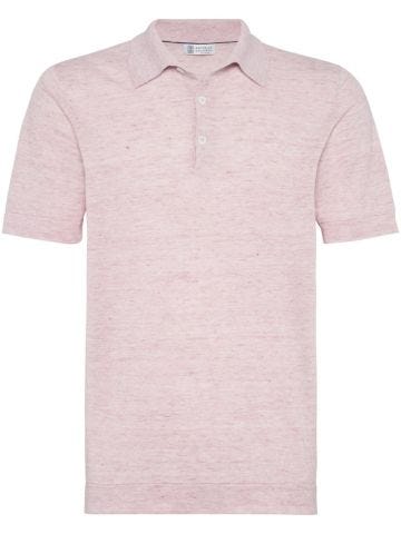 Pink polo shirt with ribbed collar