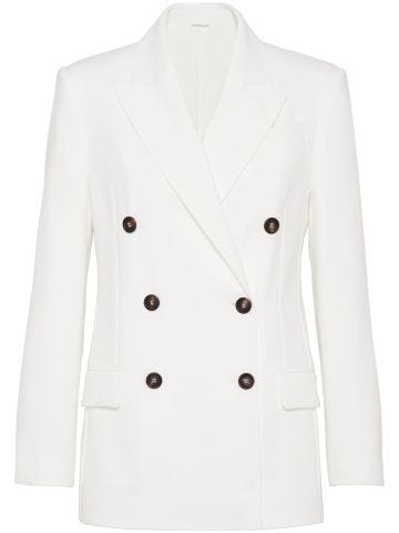 Double-breasted cotton-twill blazer