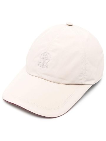 Embroidered-logo curved-peak cap