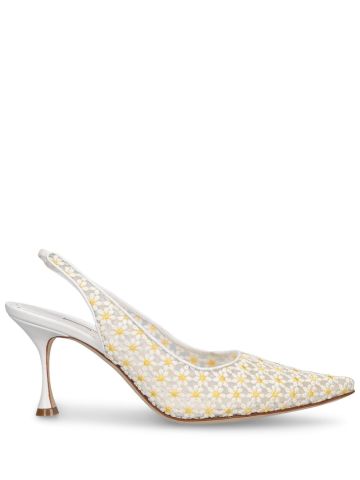 Margolina slingback in floral embroidered fabric