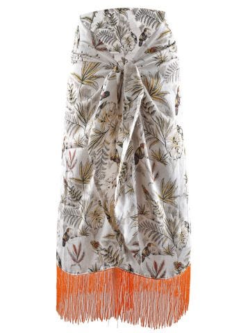 Knotted Jungle sarong with fringes