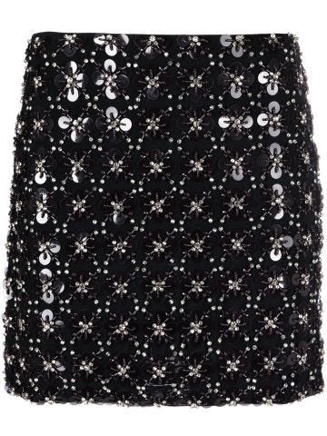 Rhinestone-embellished mini skirt