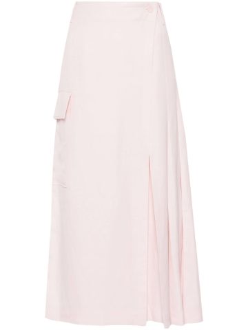 Pink pleated wrap skirt