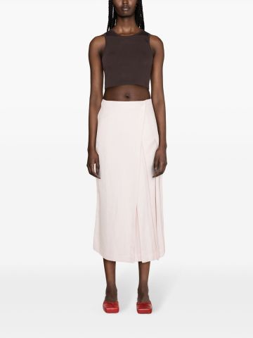 Pink pleated wrap skirt