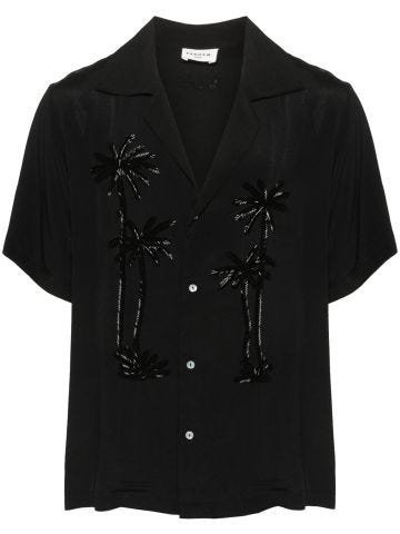 Black palm-tree embellished shirt