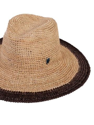 Fedora straw hat with wide brim