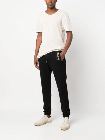 Black sport pants with logo embroidery