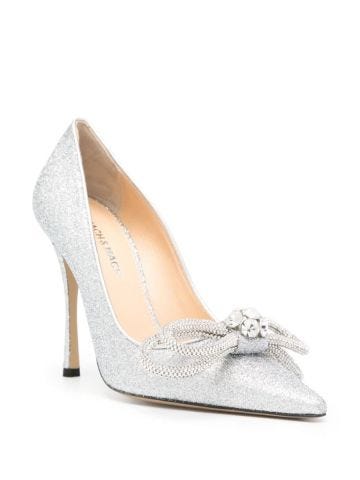 Silver pumps with glitter